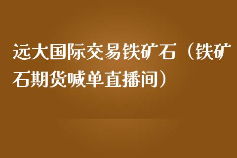 远大国际交易铁矿石（铁矿石期货喊单直播间）_https://www.baiyinzbj.com_白银期货直播室_第1张